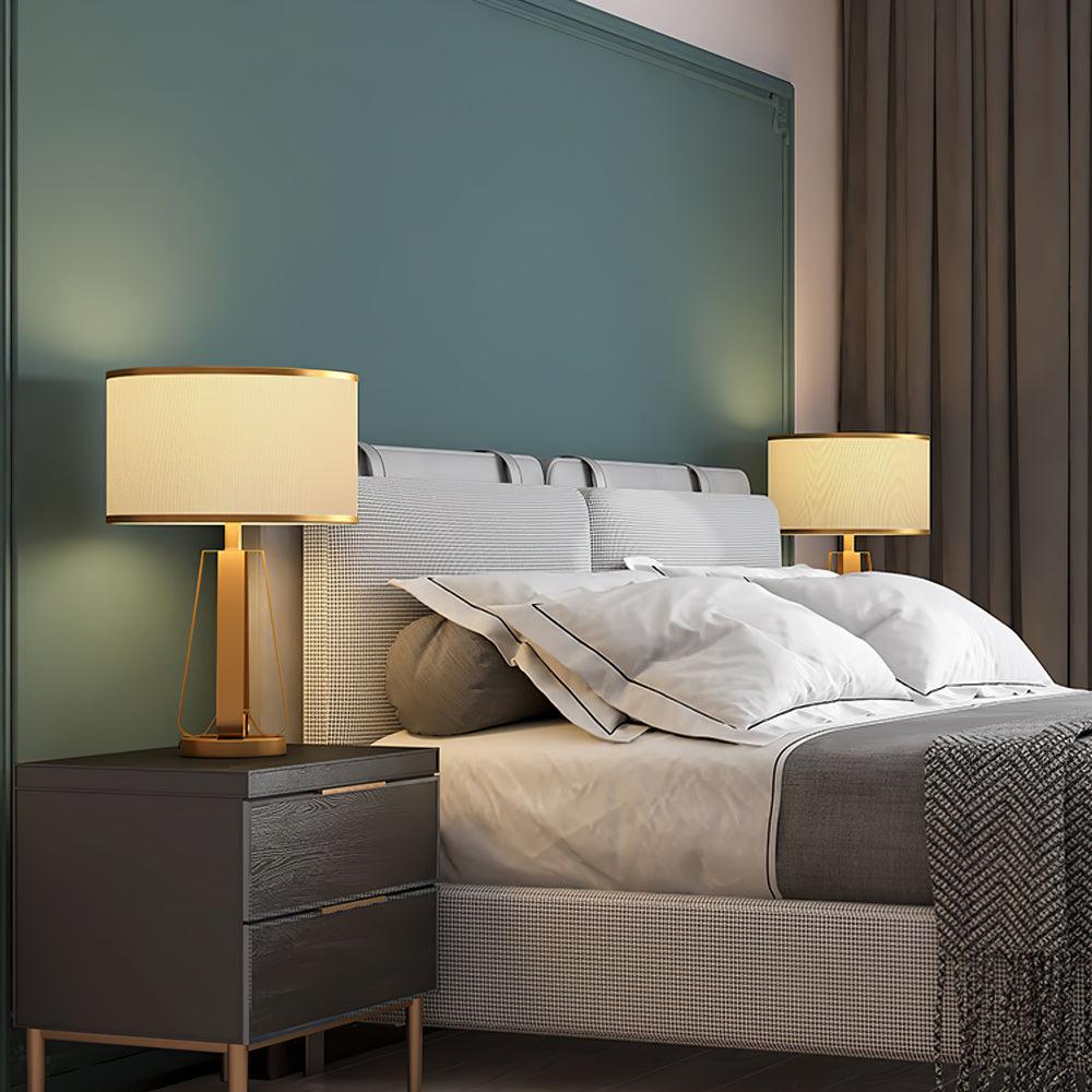 Linorira luxe stof tafellamp in goud