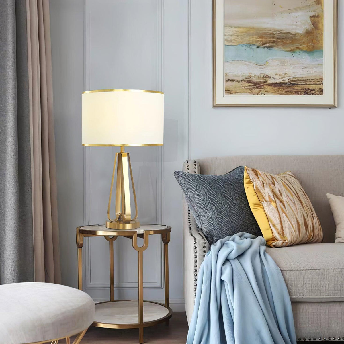 Linorira luxe stof tafellamp in goud