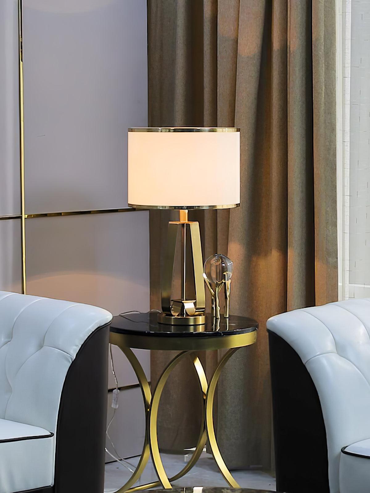 Linorira luxe stof tafellamp in goud