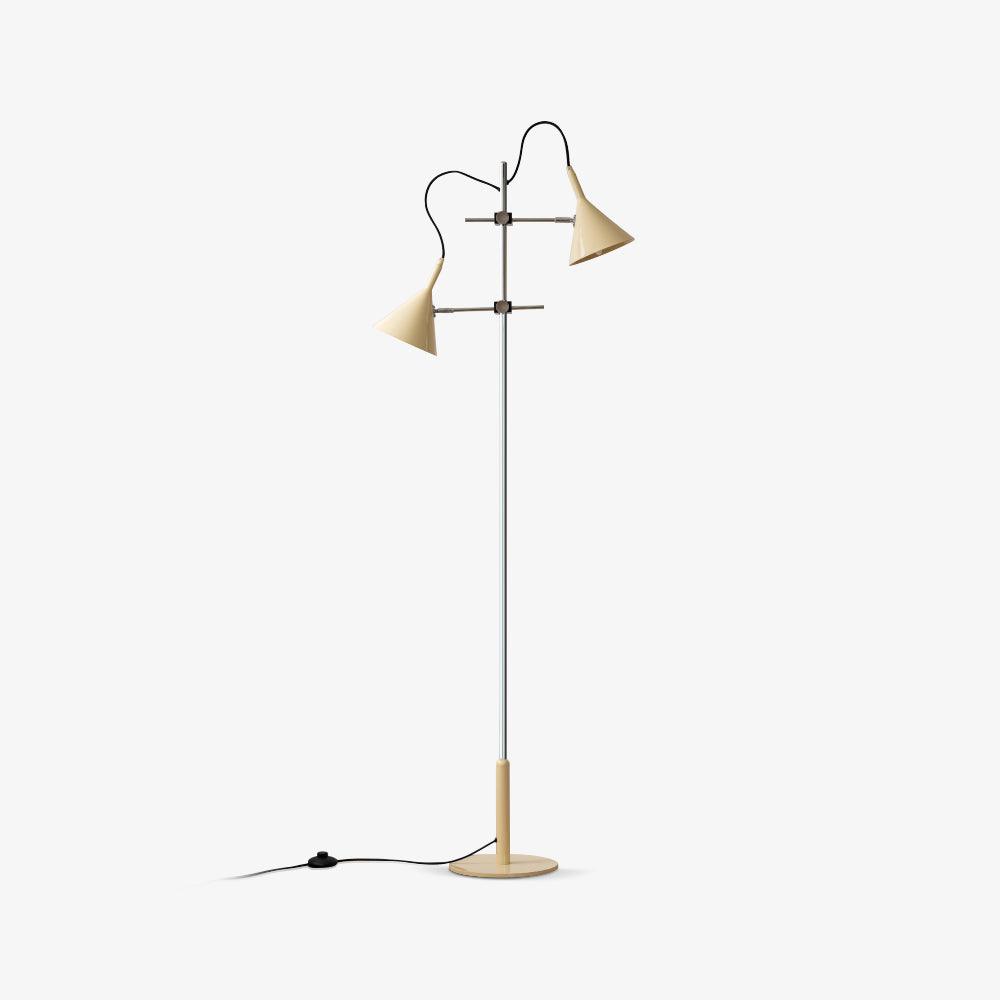 Elys moderne vloerlamp in chroom en beige