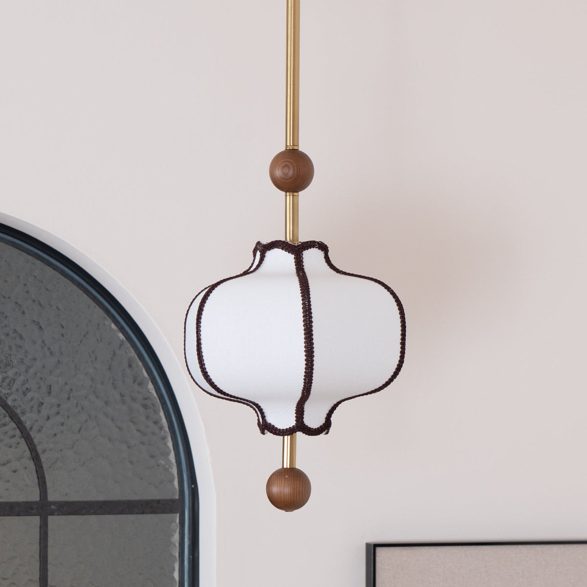 Miralielle hanglamp met lantaarnstof voor woonkamer