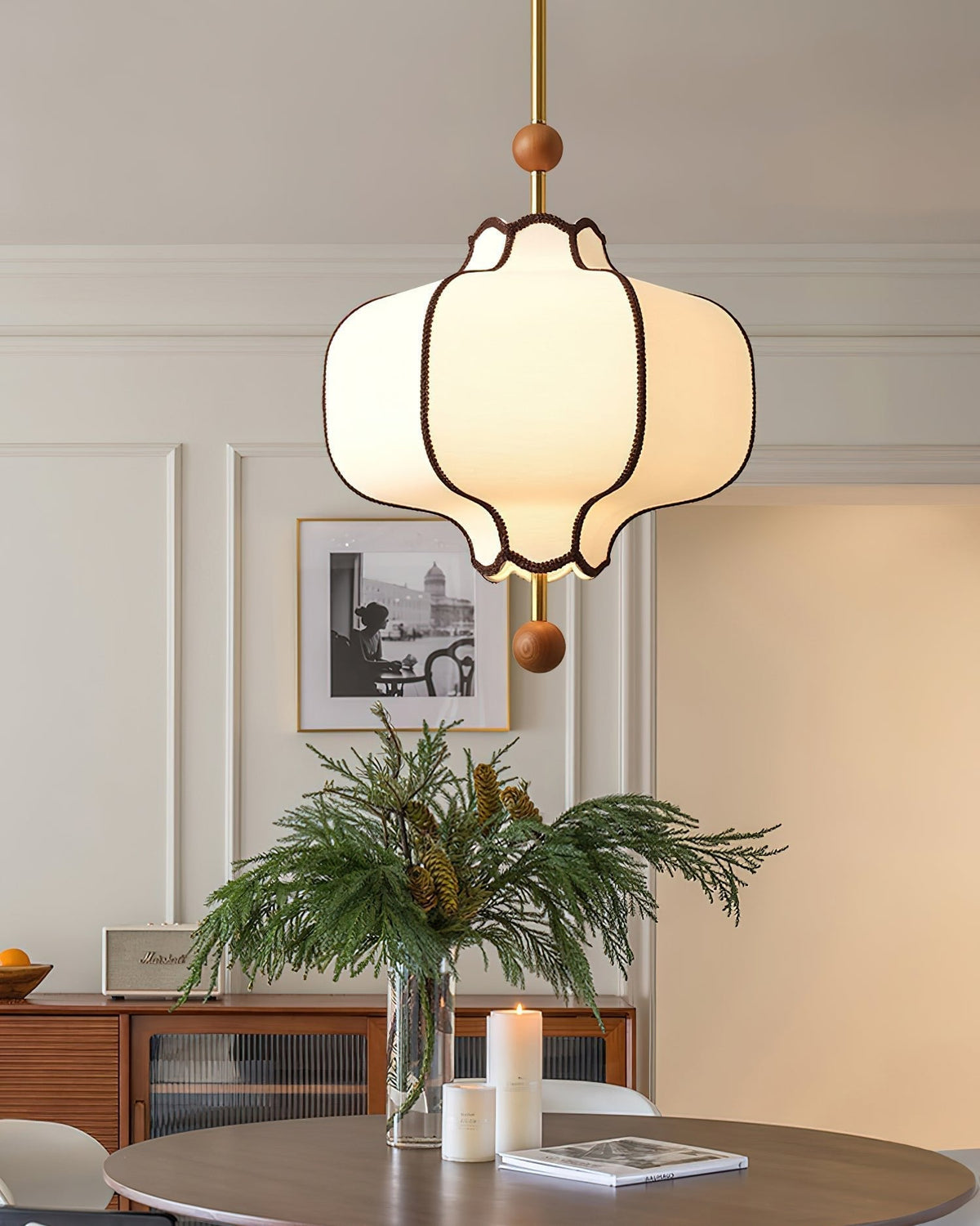 Miralielle hanglamp met lantaarnstof voor woonkamer