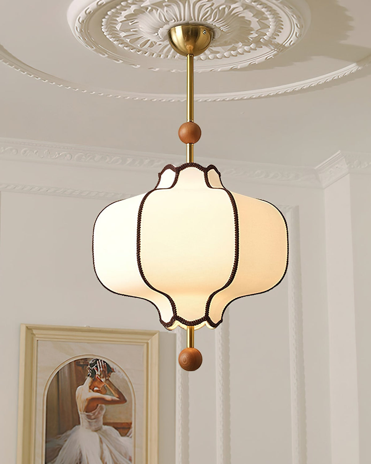 Miralielle hanglamp met lantaarnstof voor woonkamer