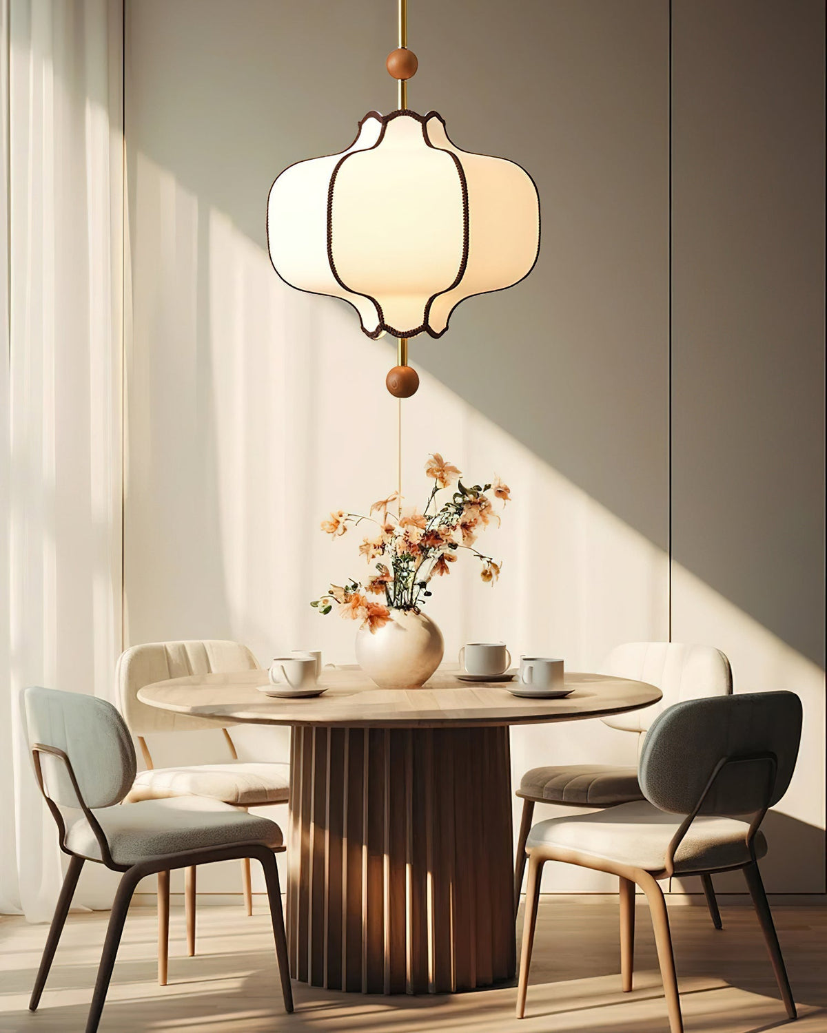 Miralielle hanglamp met lantaarnstof voor woonkamer