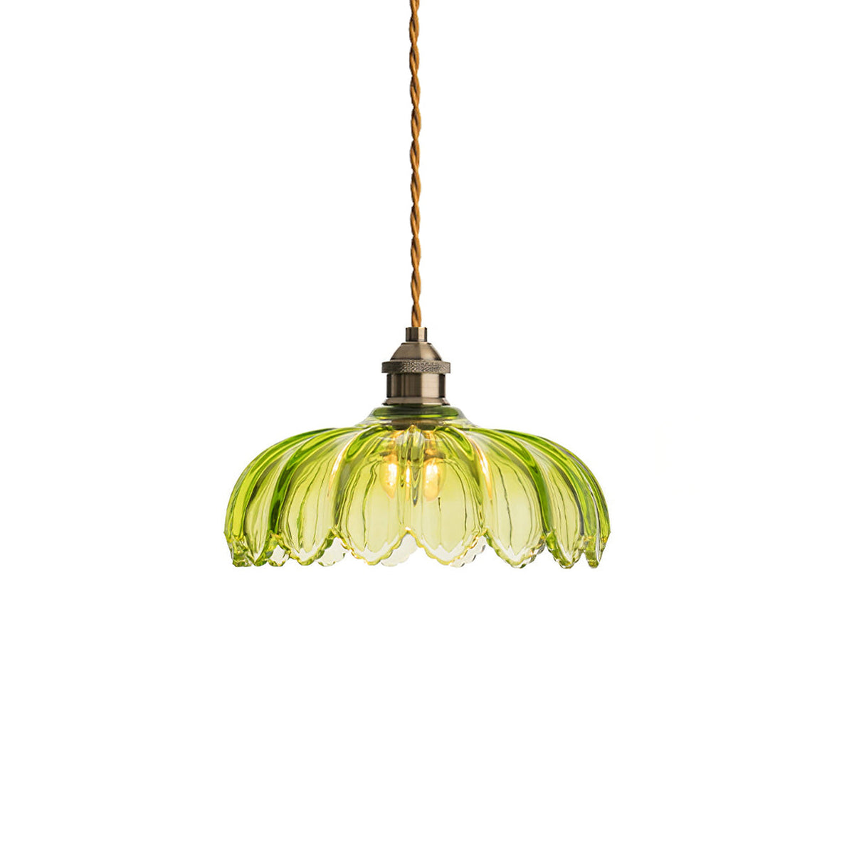 Limea Groene hanglamp met Bloemmotief van glas