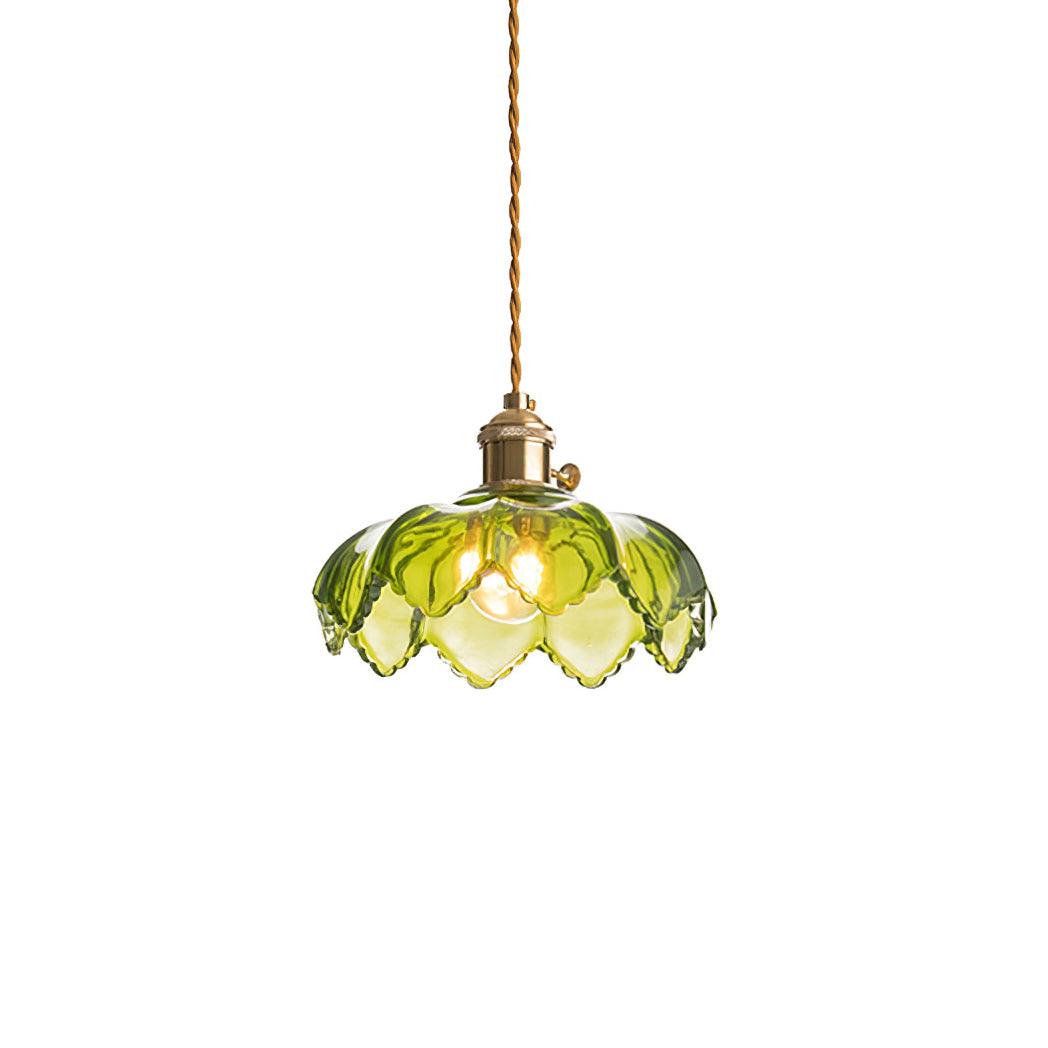Limea Groene hanglamp met Bloemmotief van glas