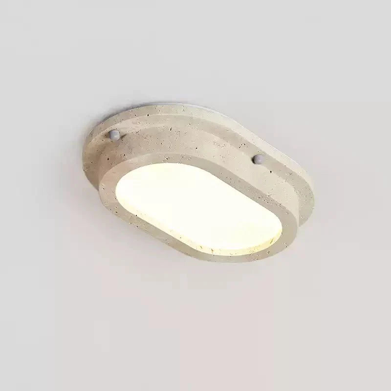 Remy minimalistische plafondlamp van geel travertin