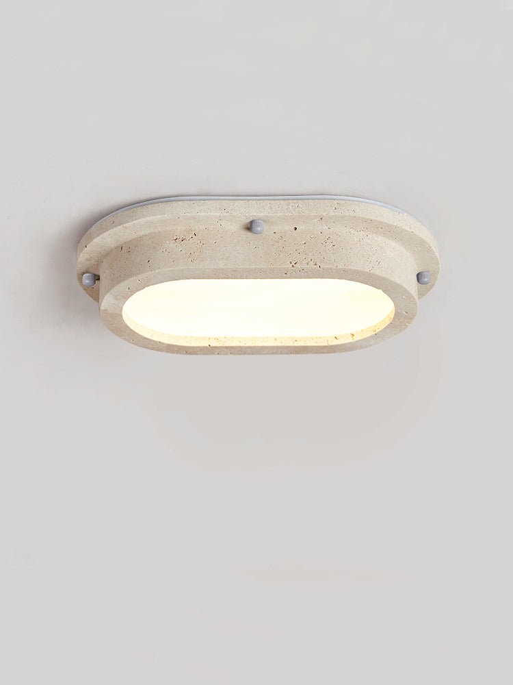 Remy minimalistische plafondlamp van geel travertin