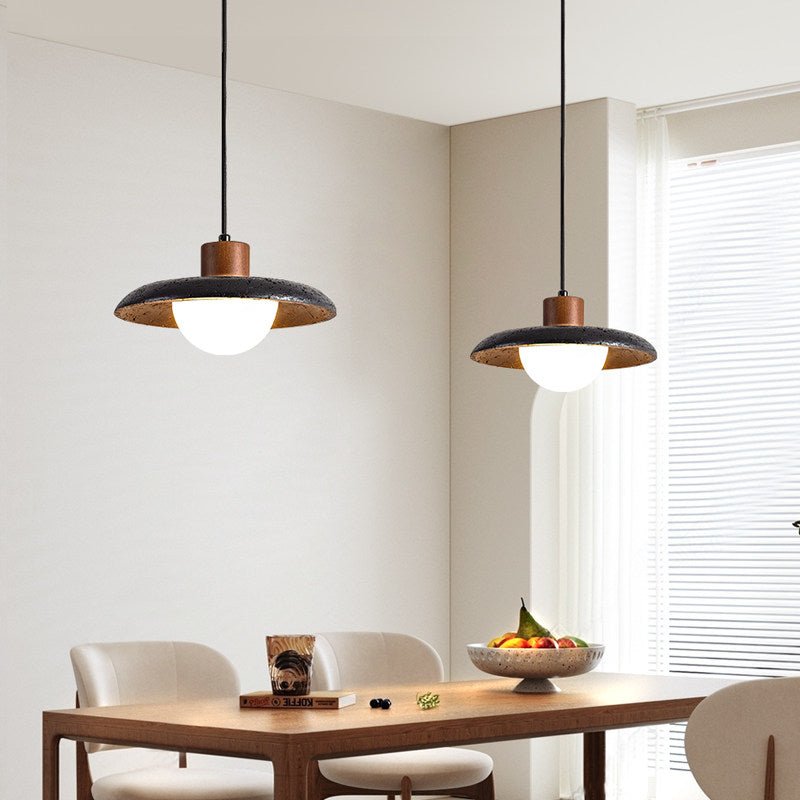 Podve zwarte travertin minimalistische hanglamp
