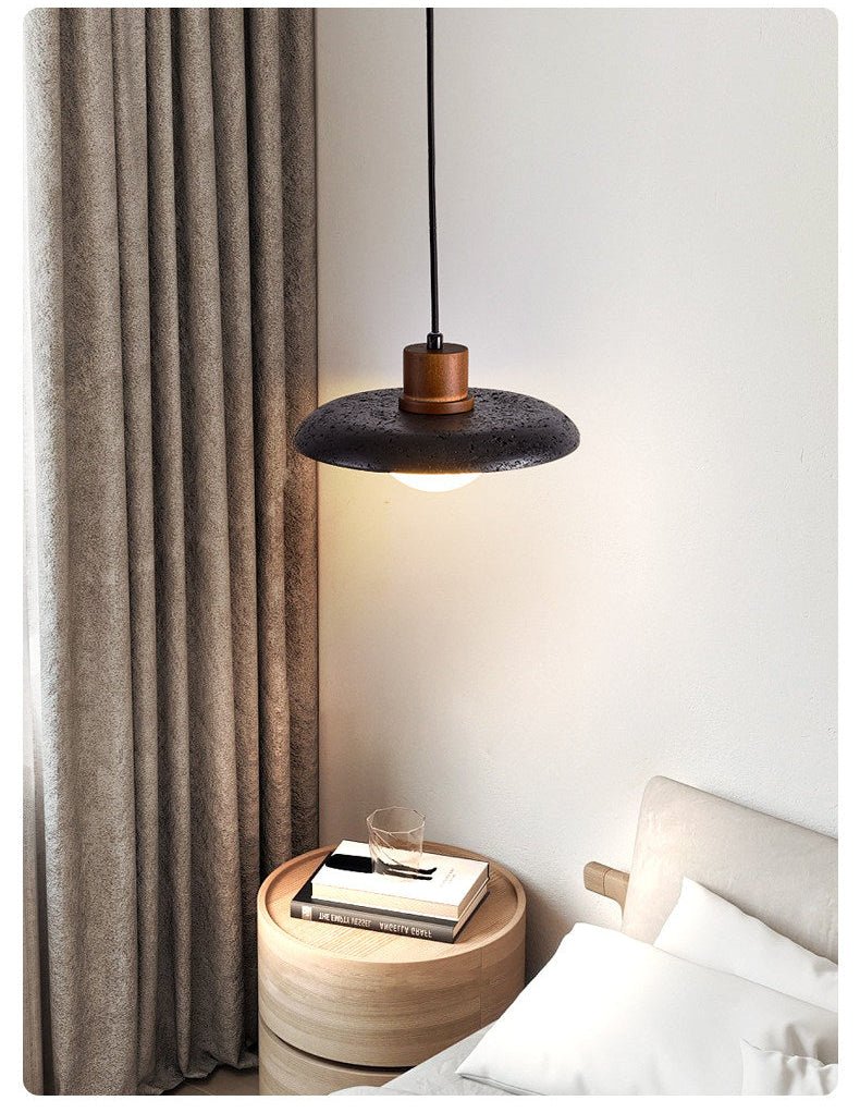 Podve zwarte travertin minimalistische hanglamp