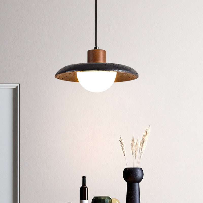 Podve zwarte travertin minimalistische hanglamp