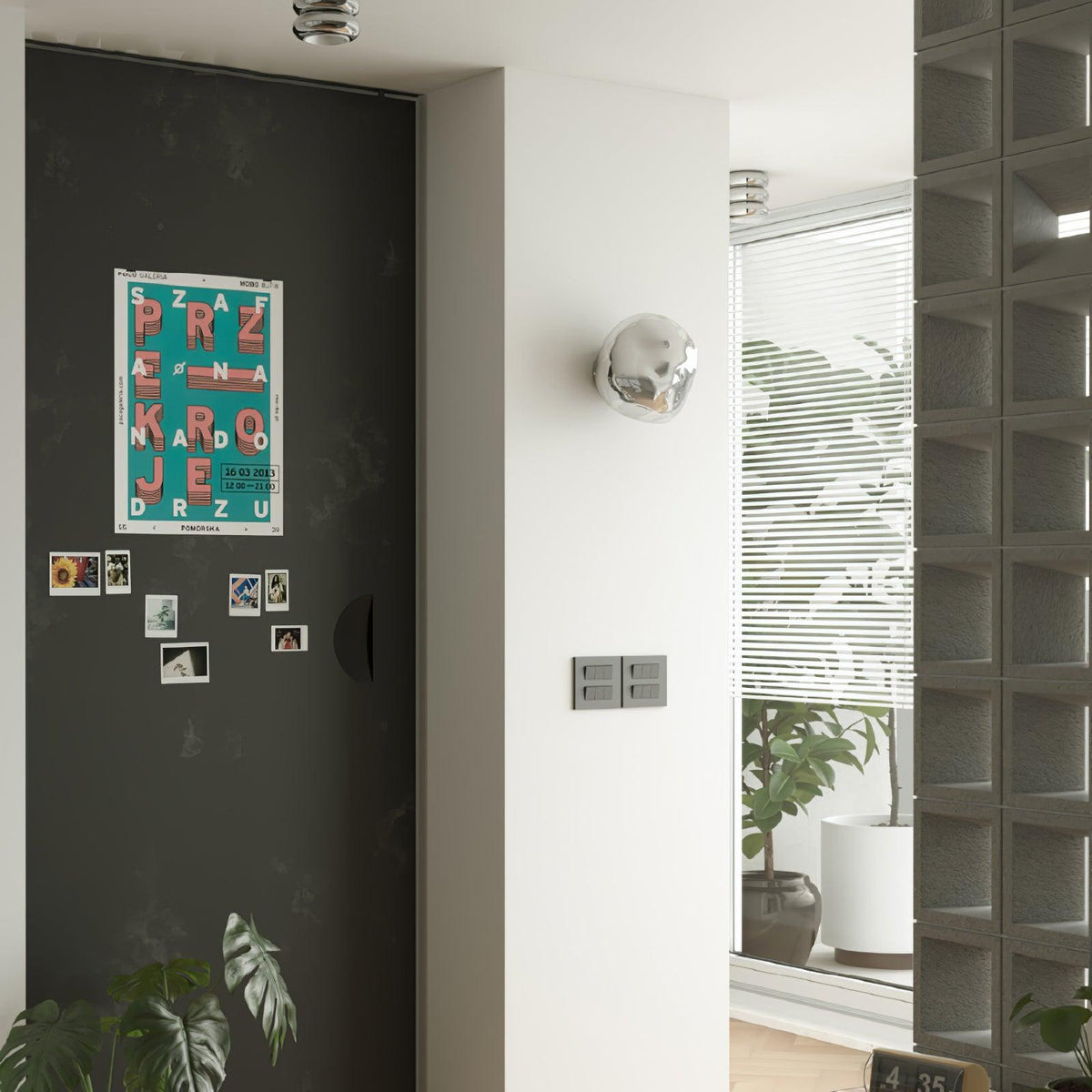 Leni wandlamp met amberkleurig rookglas