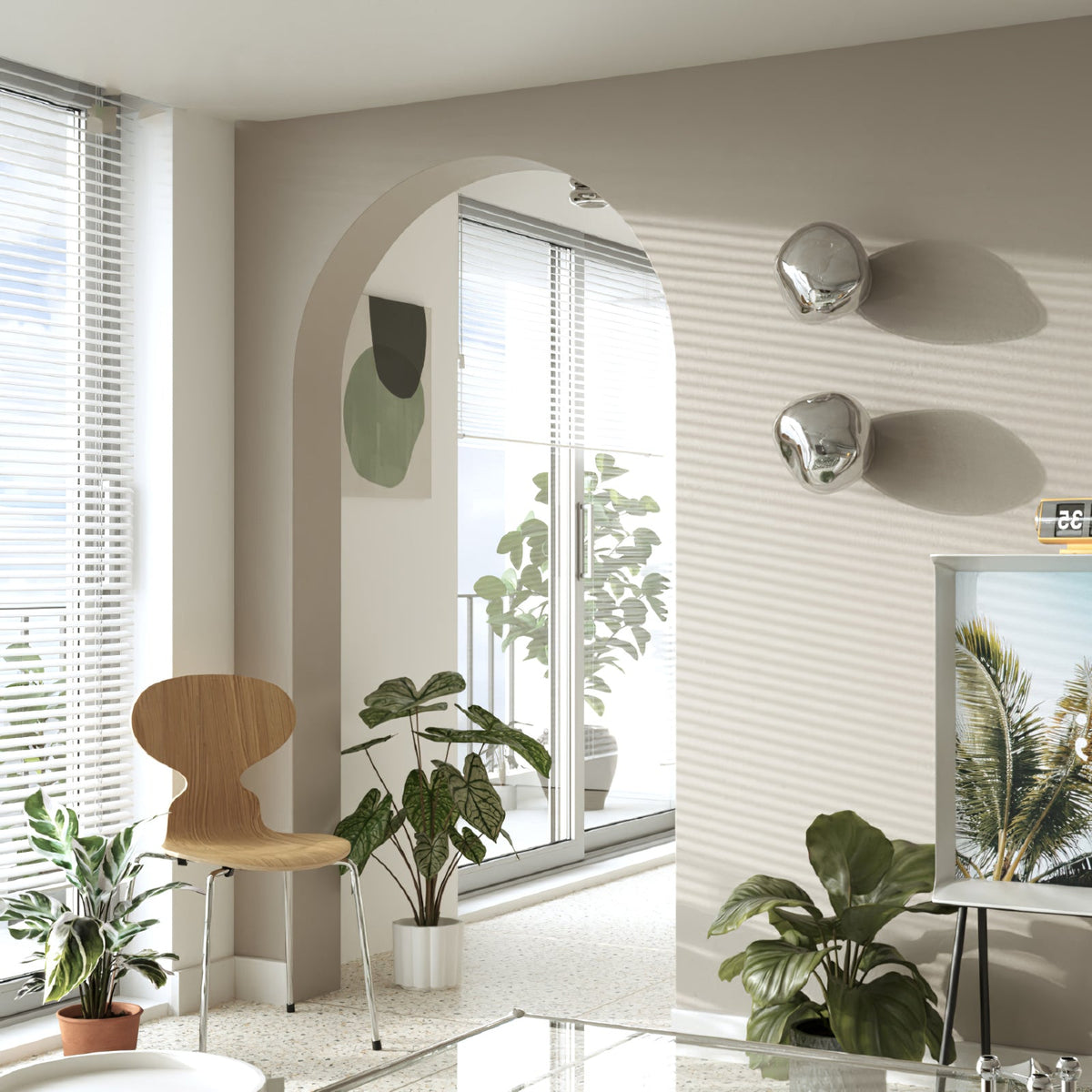 Leni wandlamp met amberkleurig rookglas