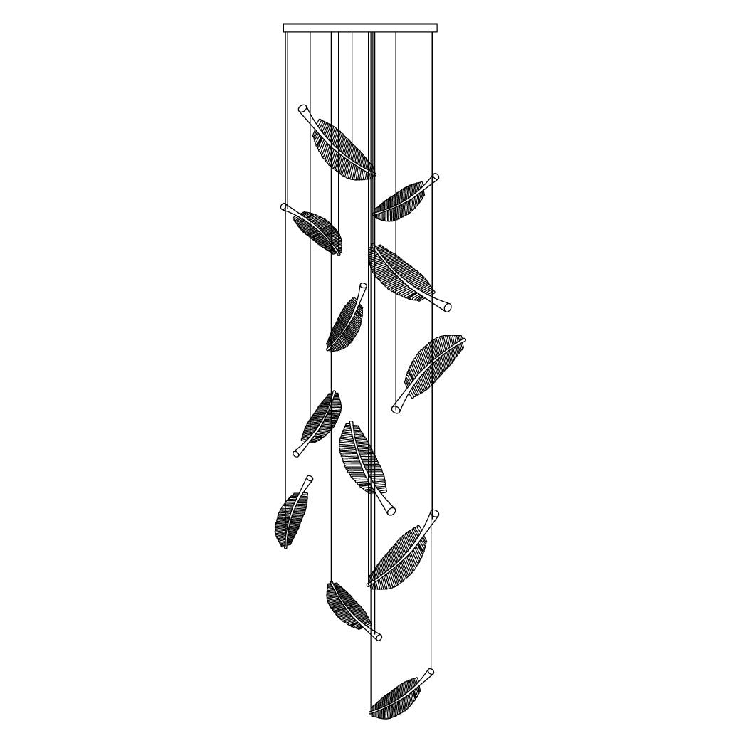 Kuo Kroonluchter Leaf Acryl Goud Elegante Moderne