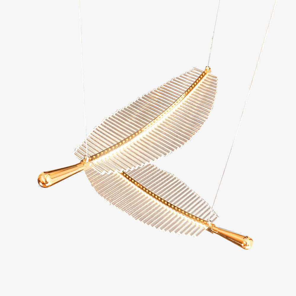 Kuo Kroonluchter Leaf Acryl Goud Elegante Moderne