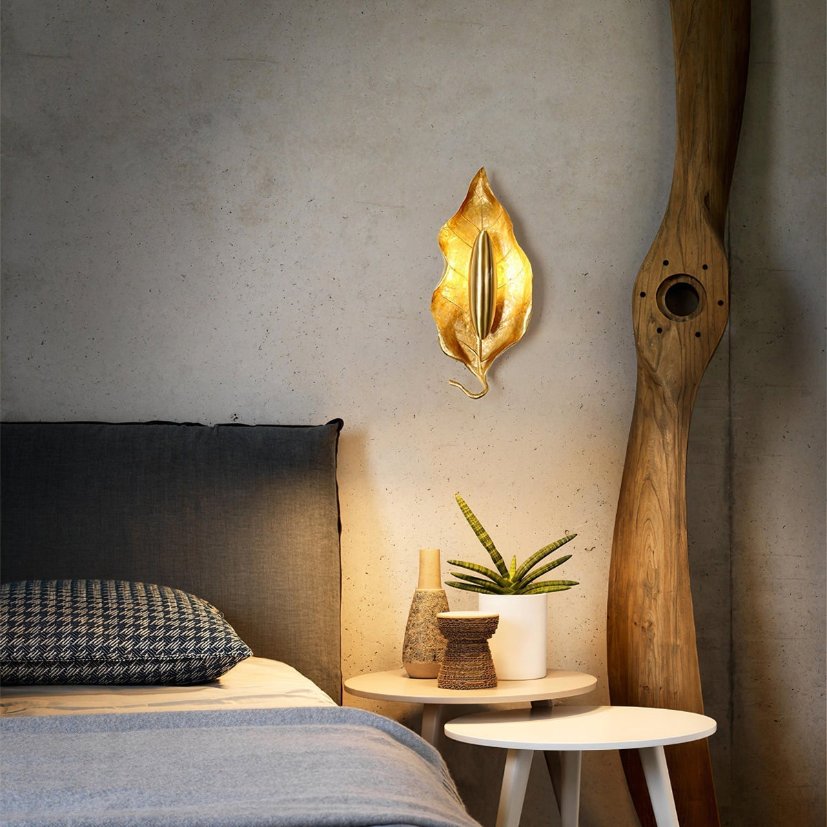 Corsel Noordse kunst Blad messing wandlamp