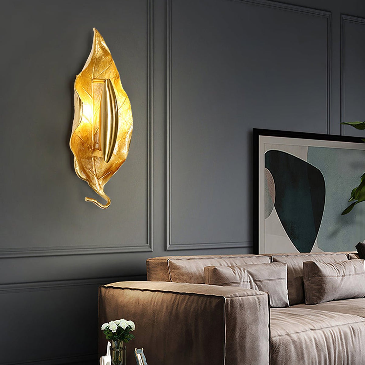 Corsel Noordse kunst Blad messing wandlamp