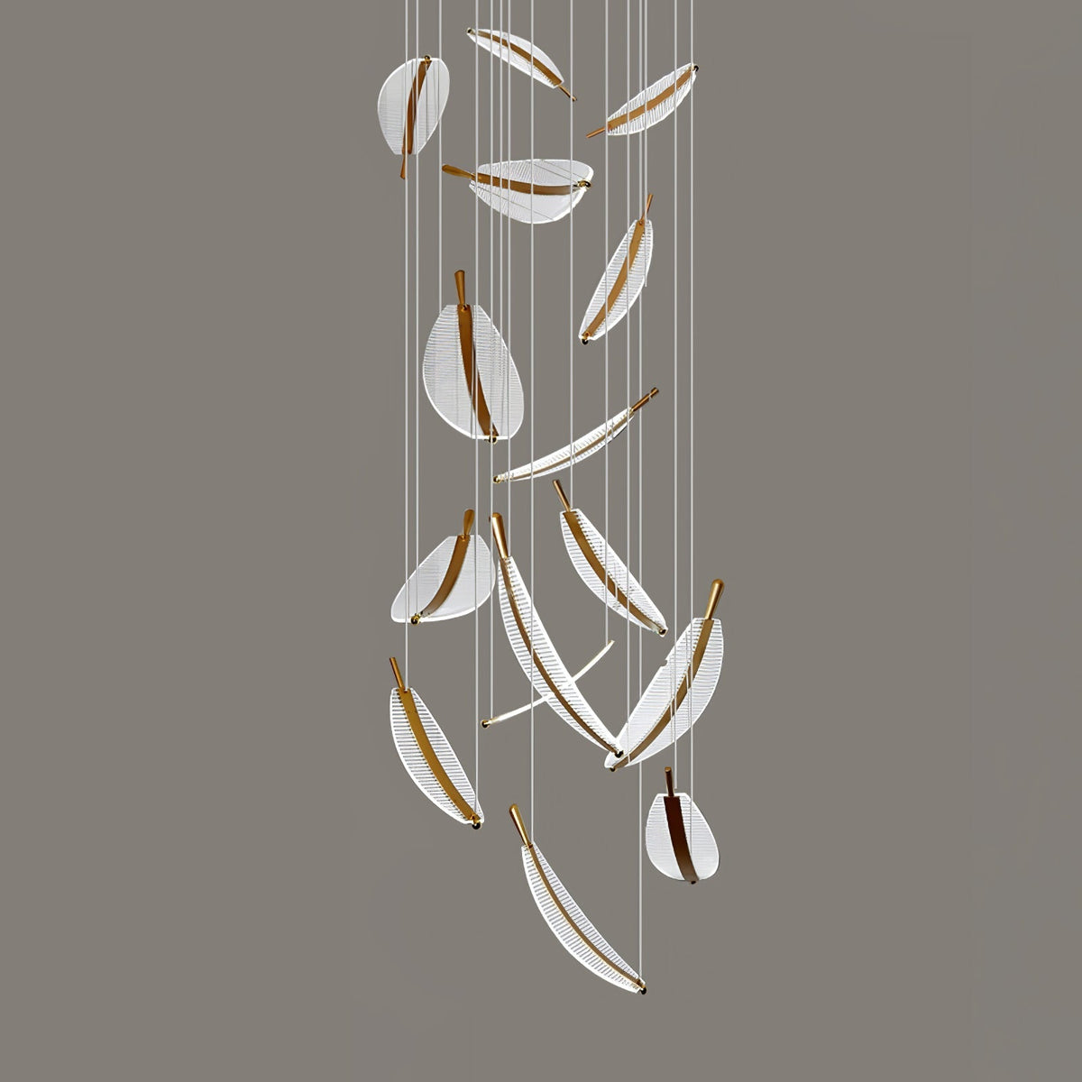 Kuo Kroonluchter Leaf Acryl Goud Elegante Moderne