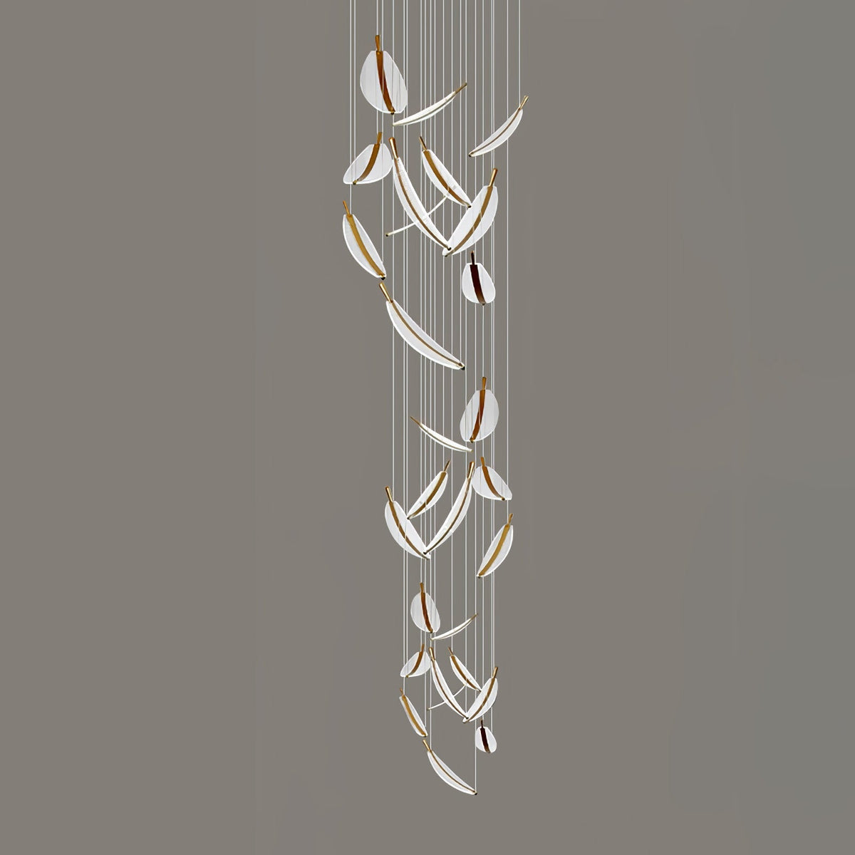 Kuo Kroonluchter Leaf Acryl Goud Elegante Moderne