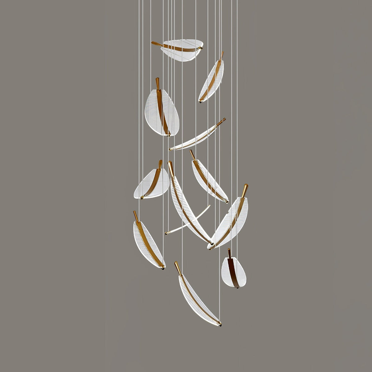 Kuo Kroonluchter Leaf Acryl Goud Elegante Moderne