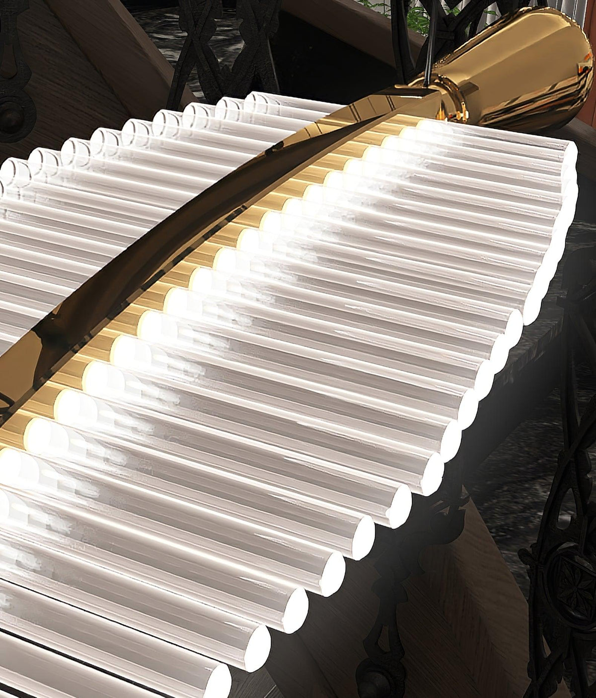 Kuo Kroonluchter Leaf Acryl Goud Elegante Moderne