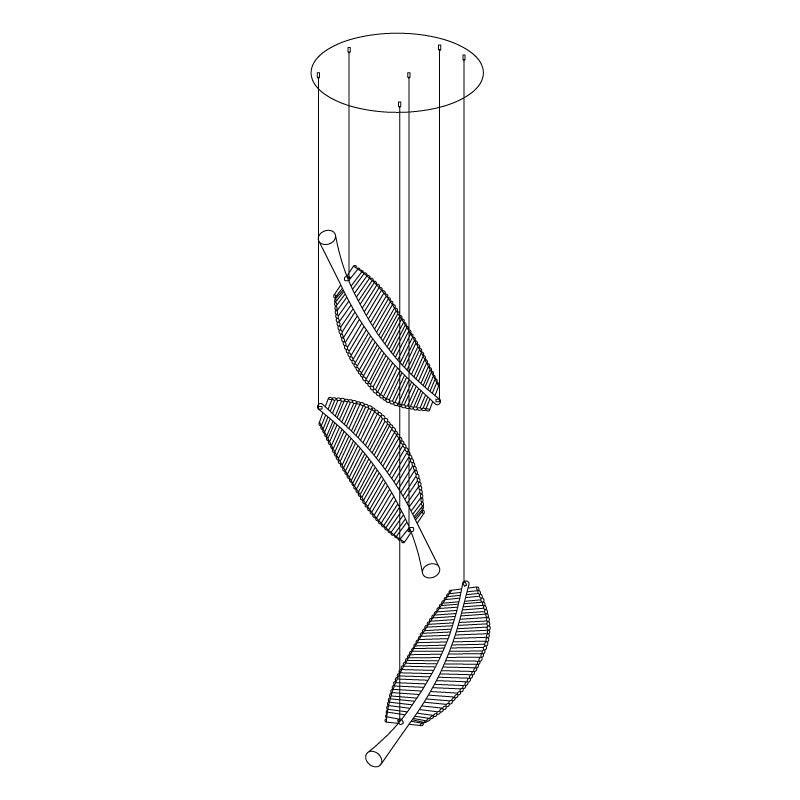 Kuo Kroonluchter Leaf Acryl Goud Elegante Moderne