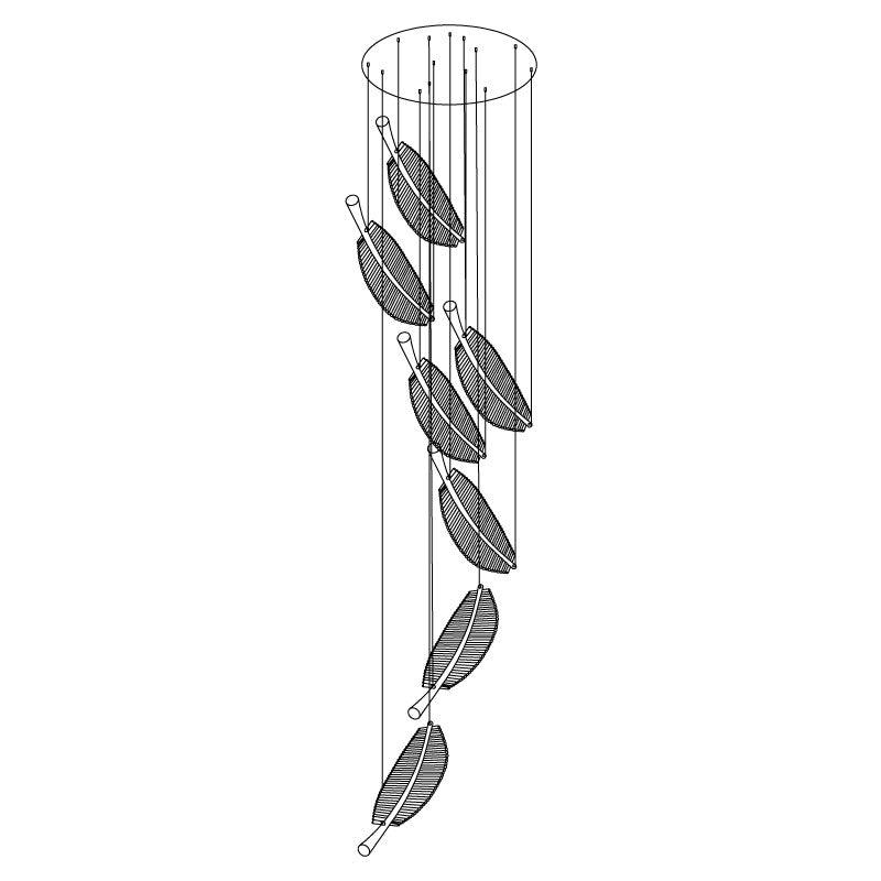 Kuo Kroonluchter Leaf Acryl Goud Elegante Moderne