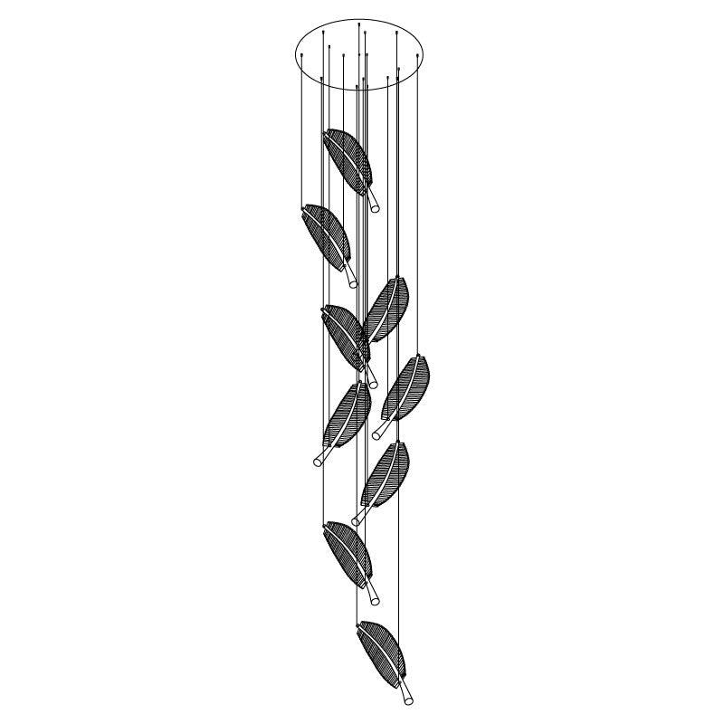 Kuo Kroonluchter Leaf Acryl Goud Elegante Moderne