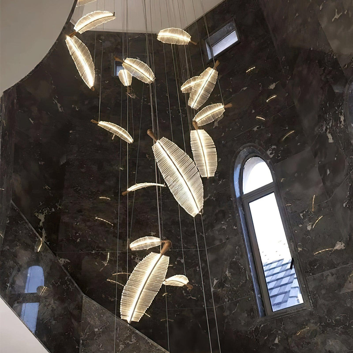 Kuo Kroonluchter Leaf Acryl Goud Elegante Moderne