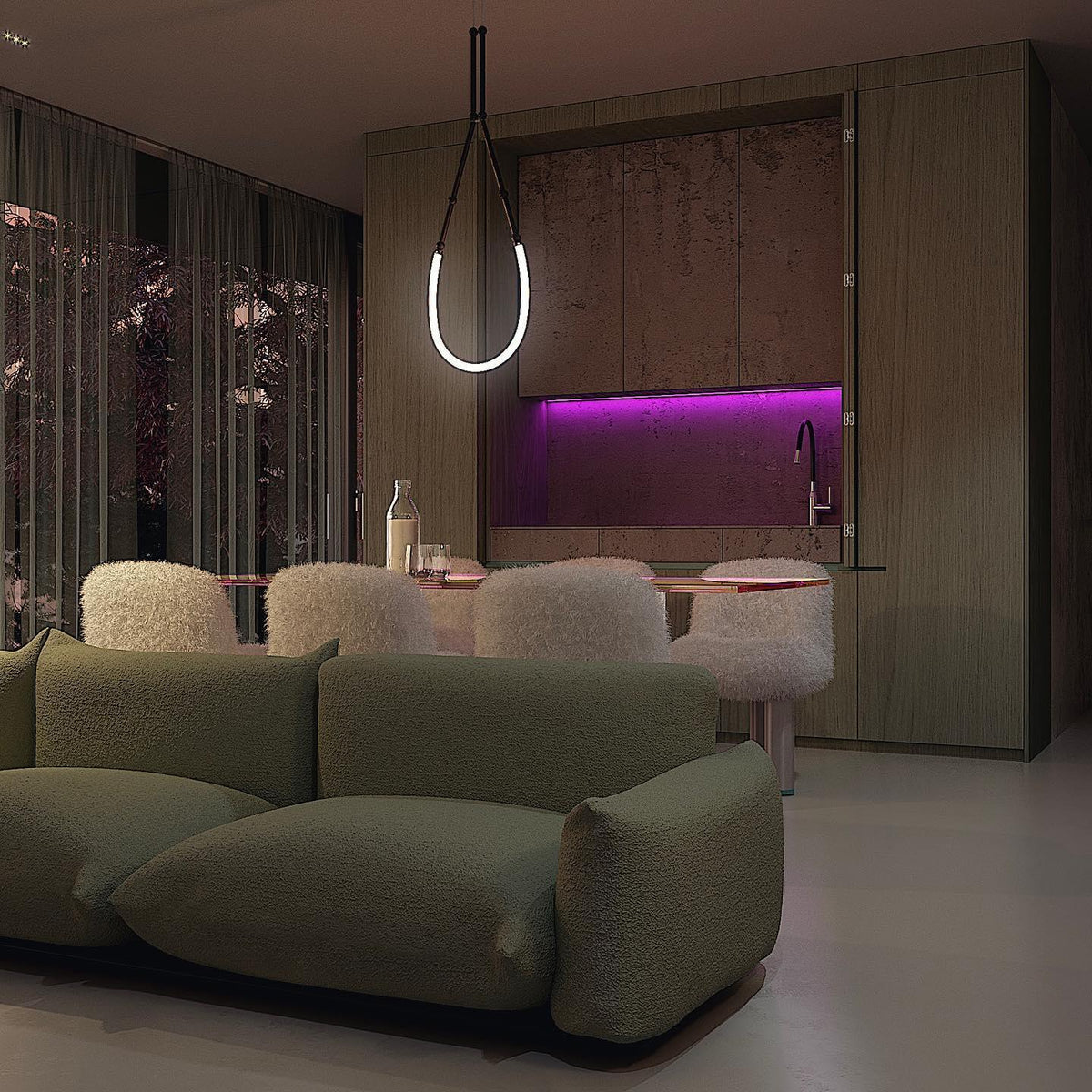 Rio Kroonluchter Leda LED Flexibel Modern Sculpturaal