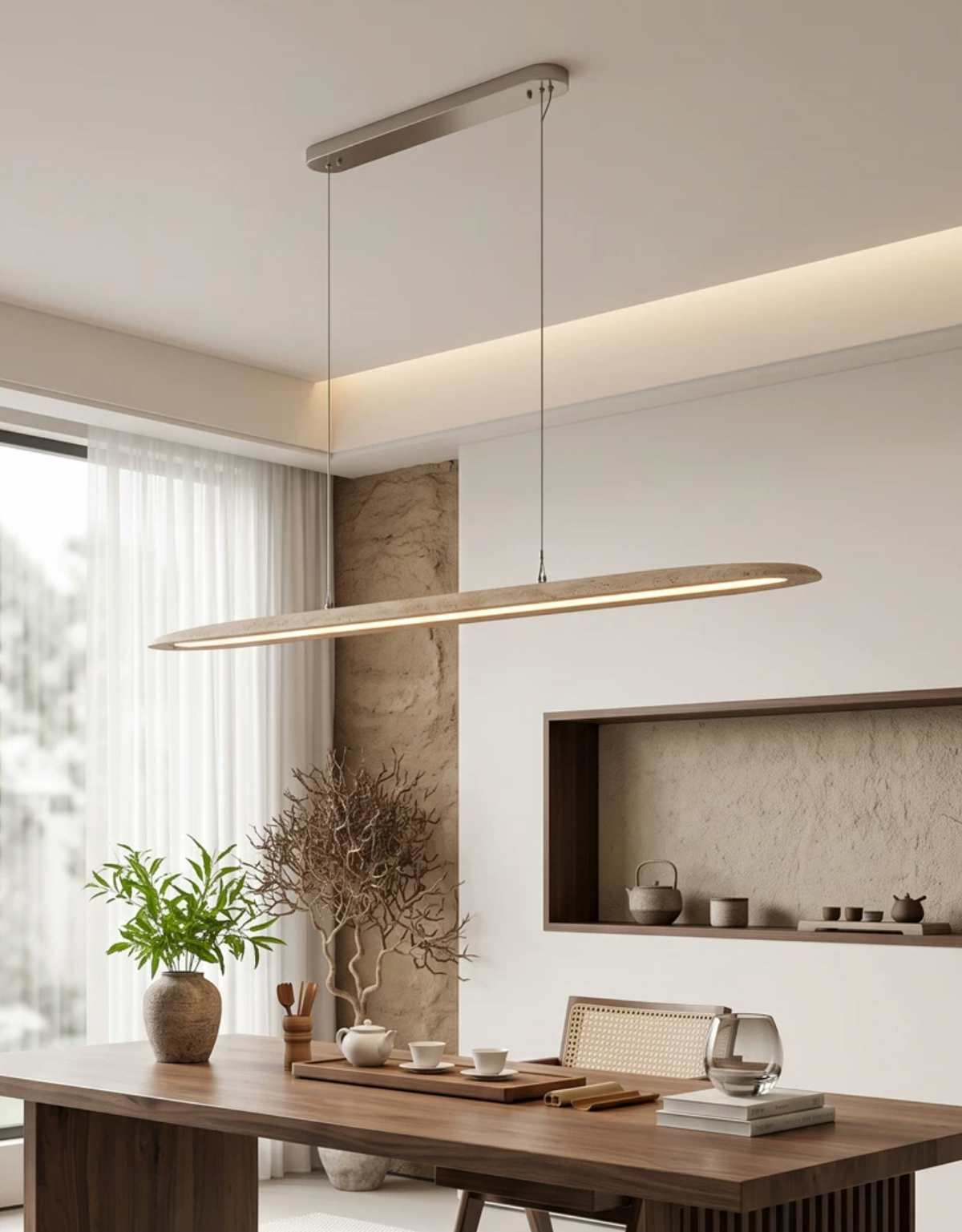 Keldenmere travertijn lineaire hanglamp