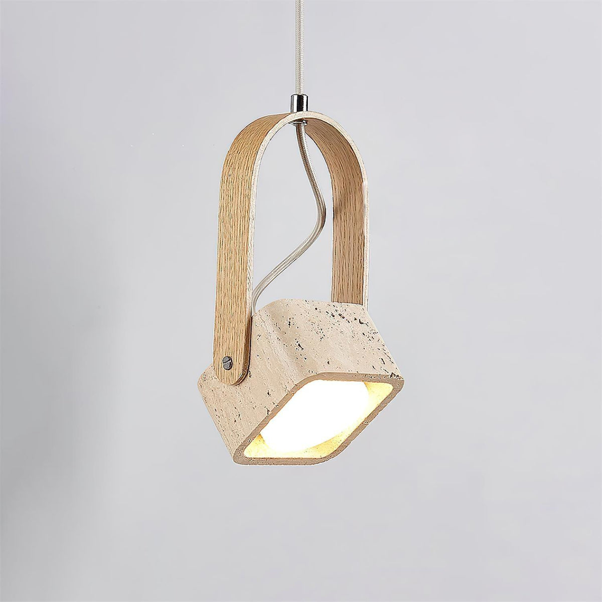 Cesta hanglamp vierkant geel travertin