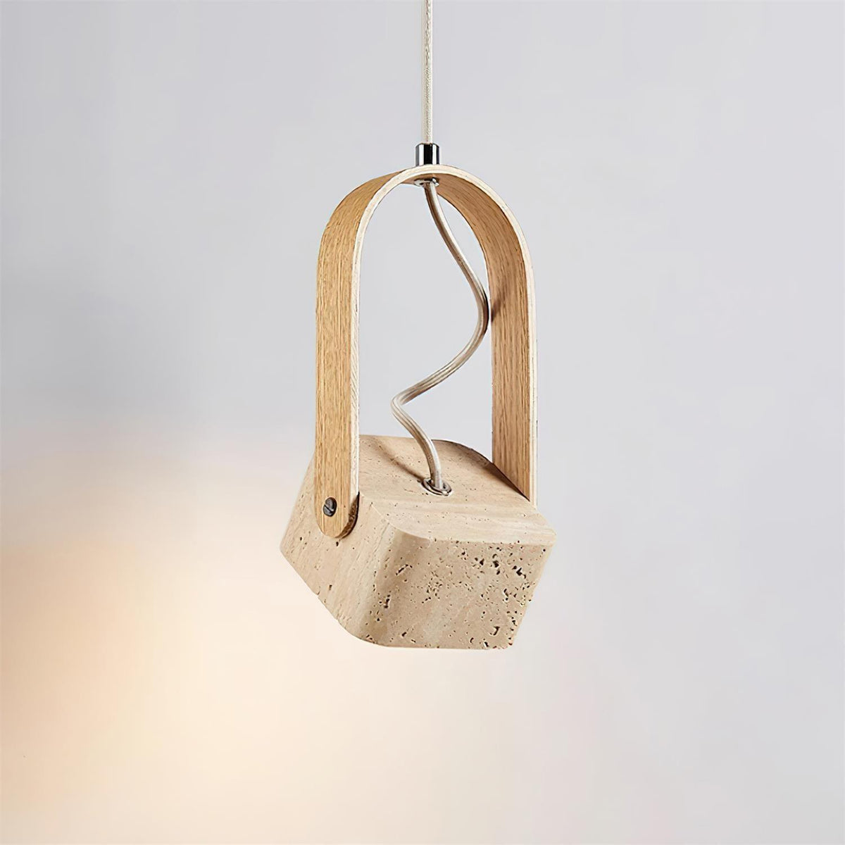 Cesta hanglamp vierkant geel travertin