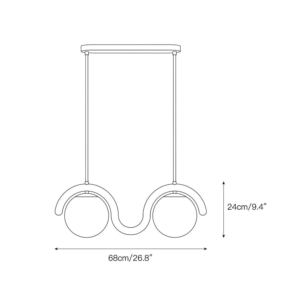 Elowis Lineaire hanglamp met bolvormige lichtpunten