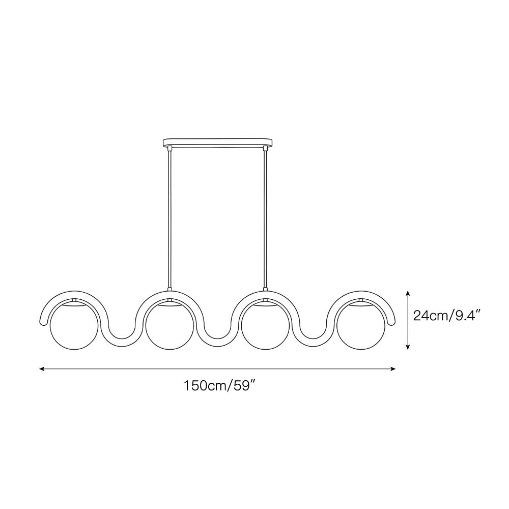 Elowis Lineaire hanglamp met bolvormige lichtpunten