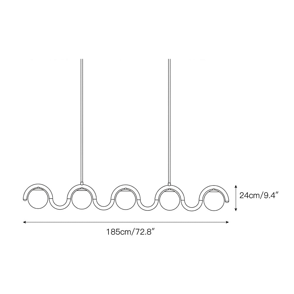 Elowis Lineaire hanglamp met bolvormige lichtpunten