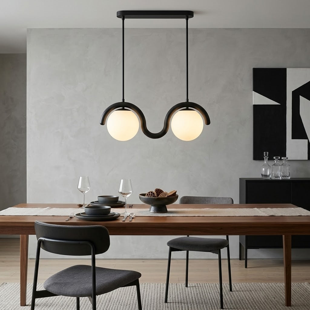 Elowis Lineaire hanglamp met bolvormige lichtpunten