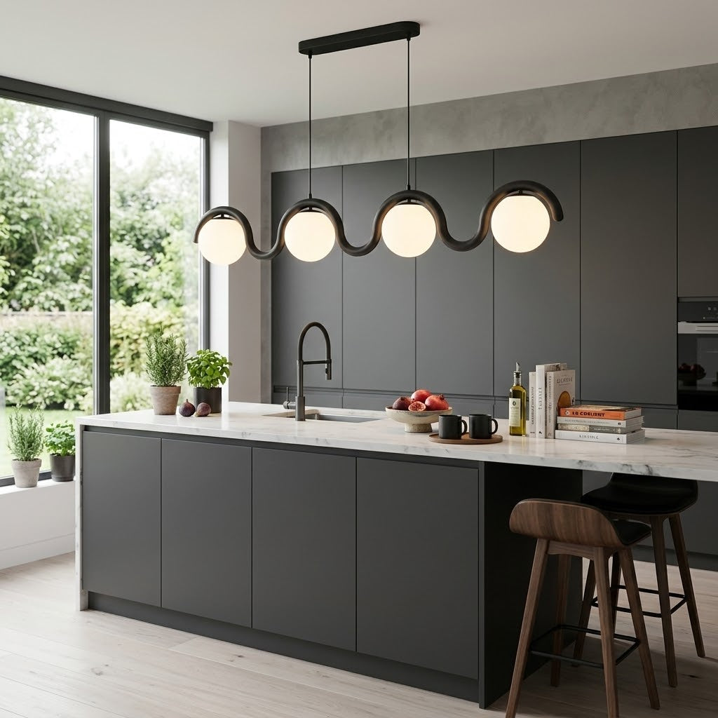 Elowis Lineaire hanglamp met bolvormige lichtpunten