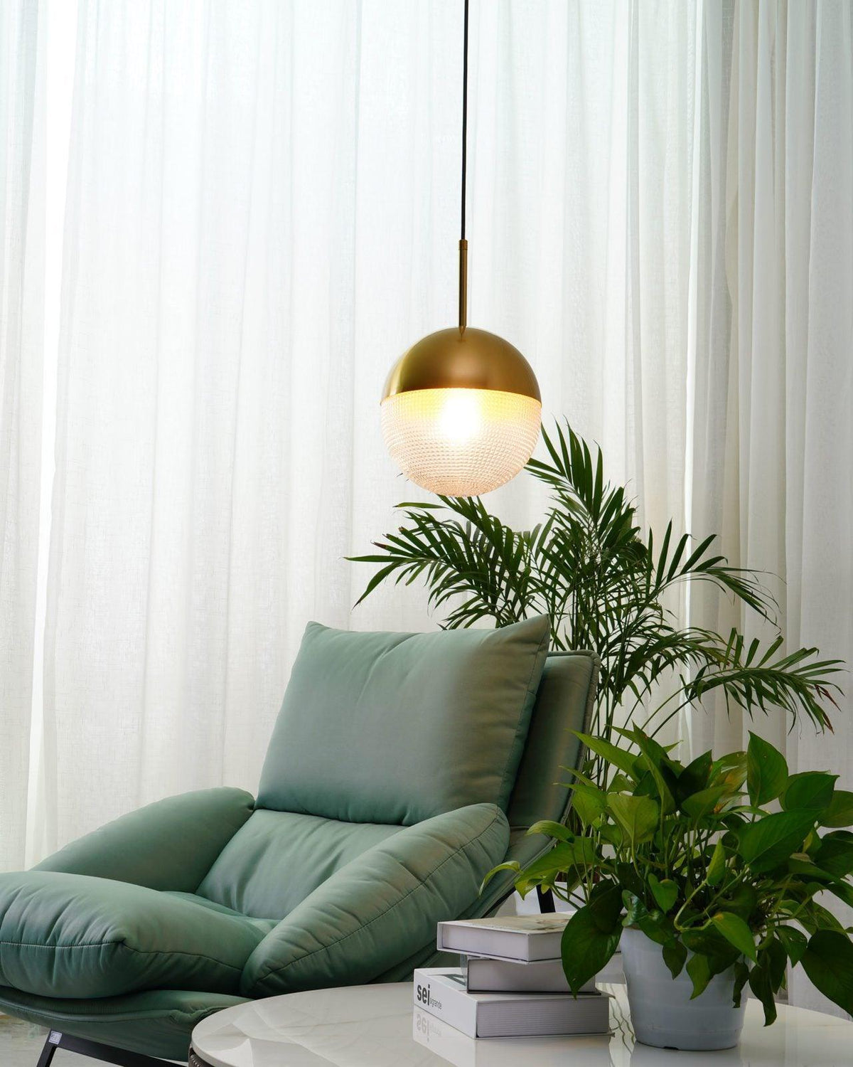 Kevelo Moderne hanglamp van messing glas