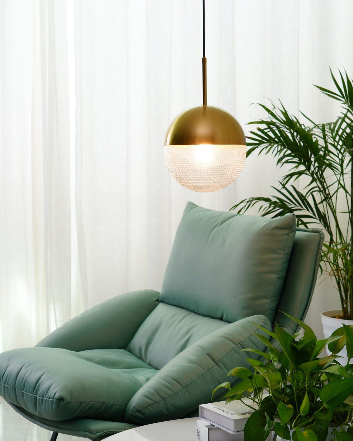 Kevelo Moderne hanglamp van messing glas