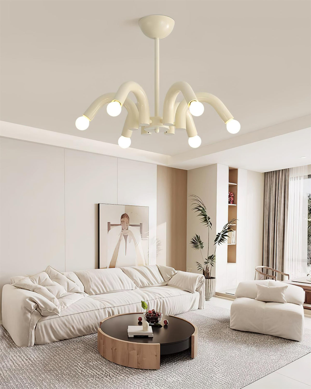 Fivelle Moderne kroonluchter van beige metaal met meerdere armen