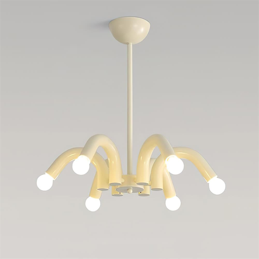 Fivelle Moderne kroonluchter van beige metaal met meerdere armen