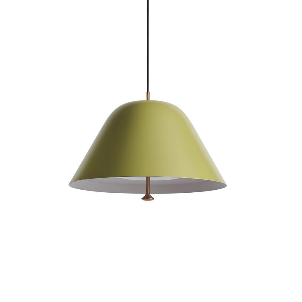Moderne hanglamp met metalen kap in groen en wit minimalistisch