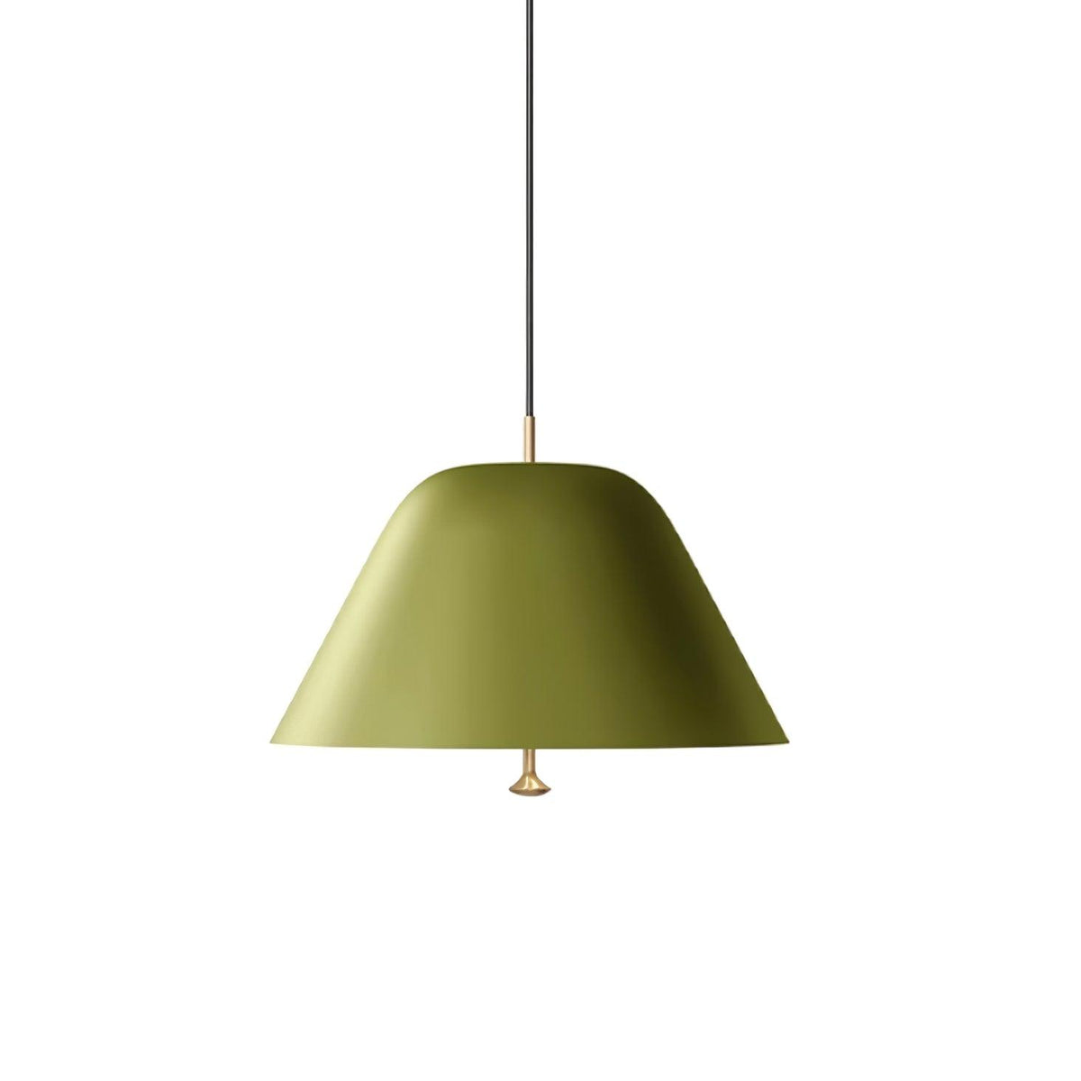 Moderne hanglamp met metalen kap in groen en wit minimalistisch