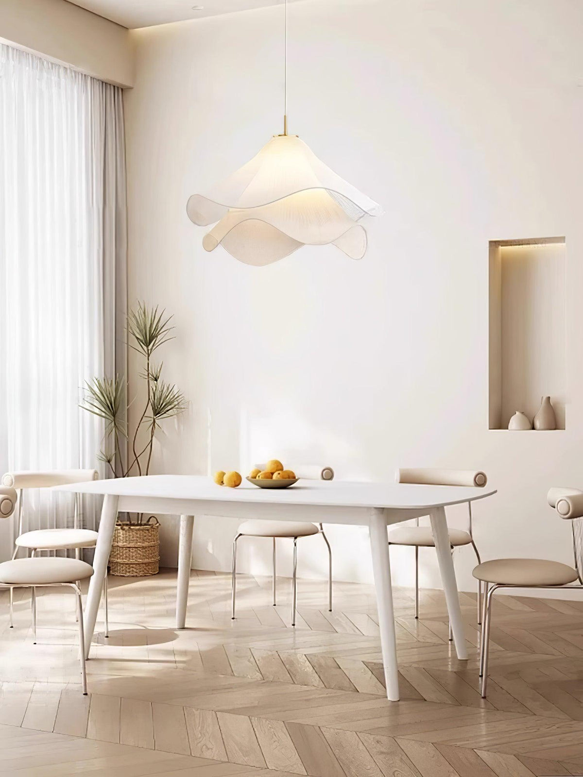 Cirirenne elegante bloemvormige stoffen hanglamp
