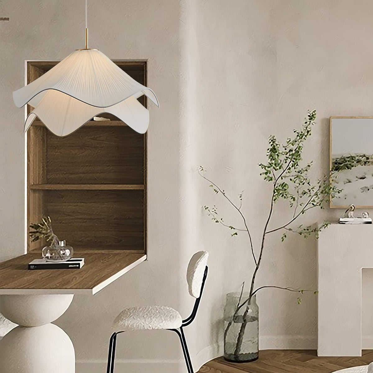 Cirirenne elegante bloemvormige stoffen hanglamp