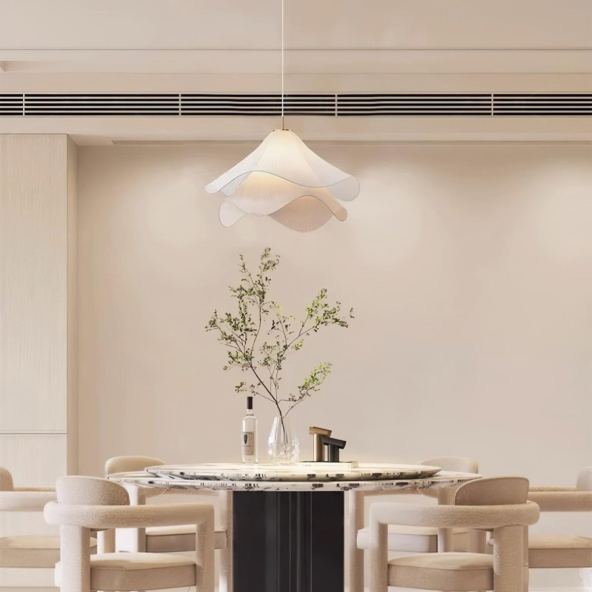 Cirirenne elegante bloemvormige stoffen hanglamp
