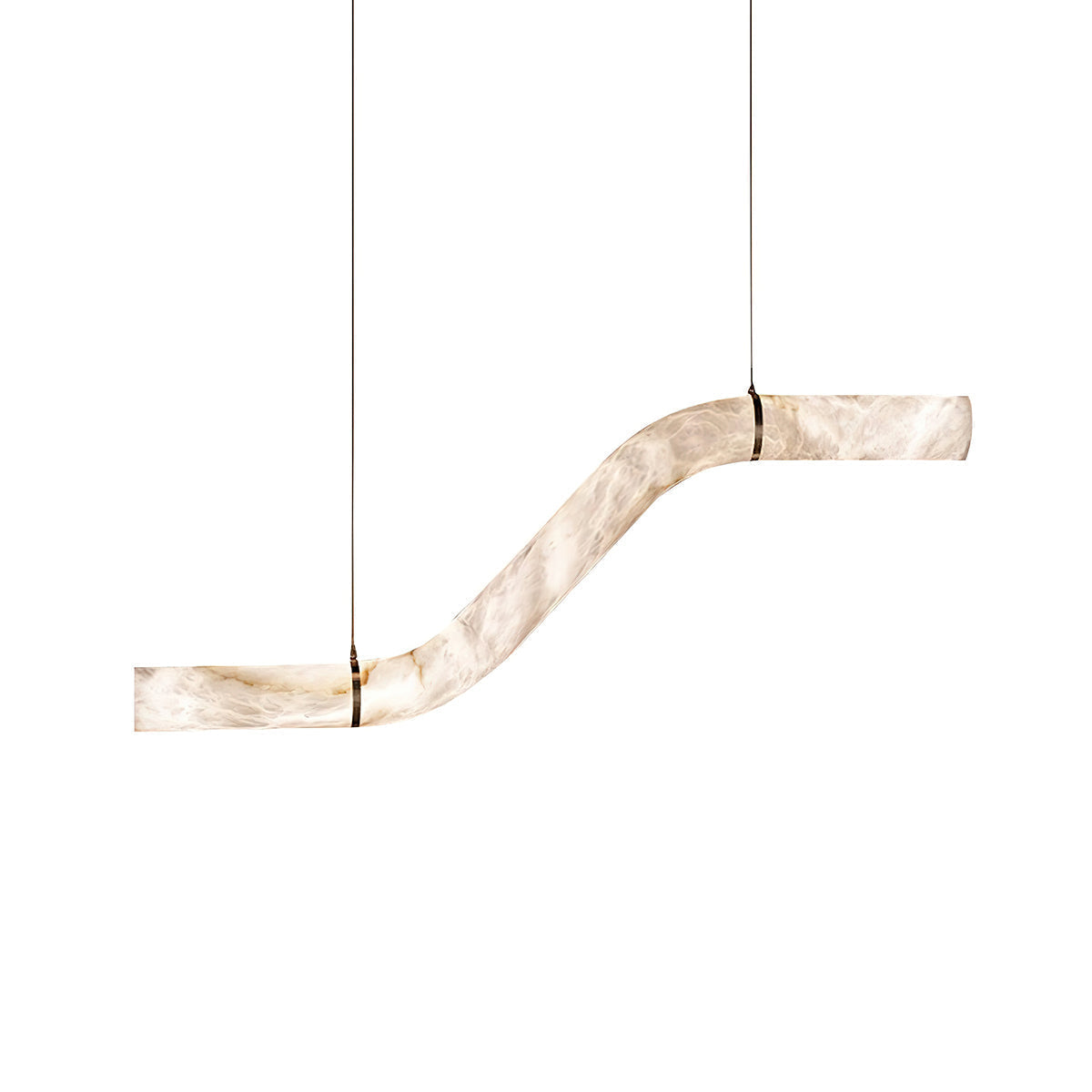 Liberty kroonluchter met gebogen albasten lint silhouet