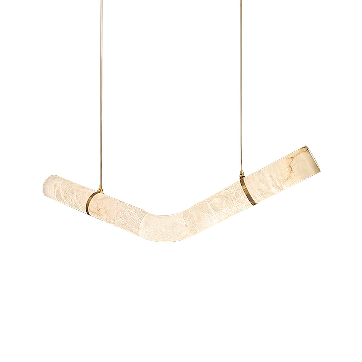 Liberty kroonluchter met gebogen albasten lint silhouet