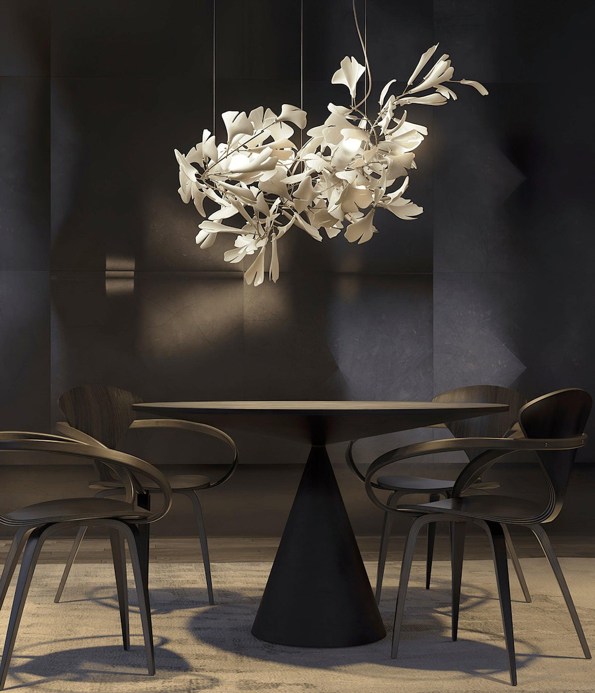 Ayla Kroonluchter Gingko Blad Keramiek Goudlichaam+Witbladeren met bloemblaadjes